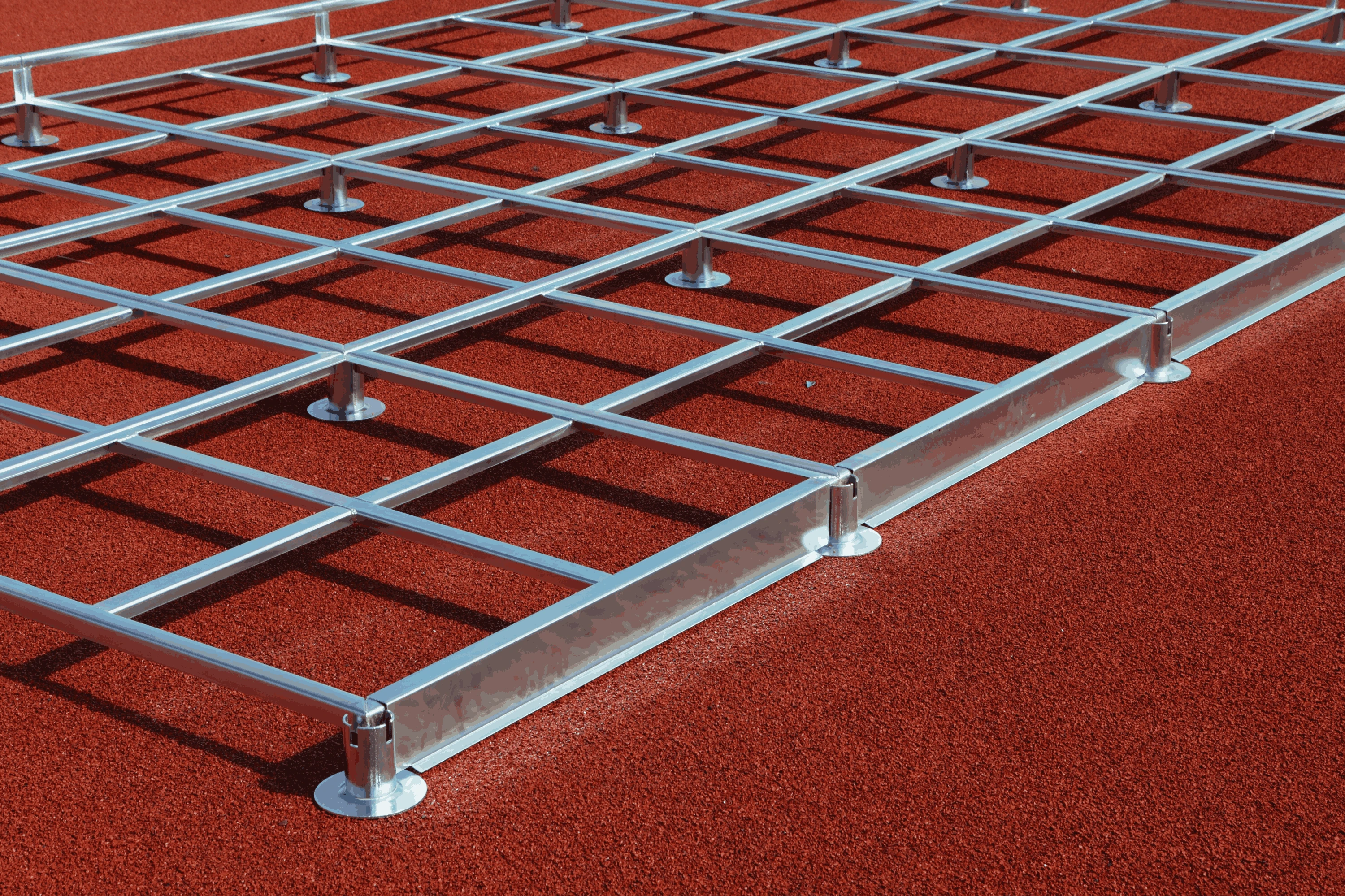 Modular aluminum base for high jump mats